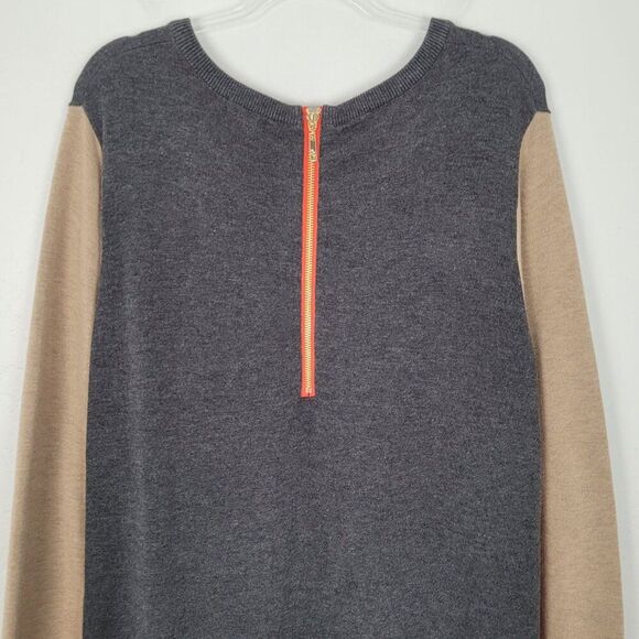 Eliza J Sweater Dress Long Sleeve Colorblock Knit Gray Orange Tan Size 3X - Picture 5 of 11